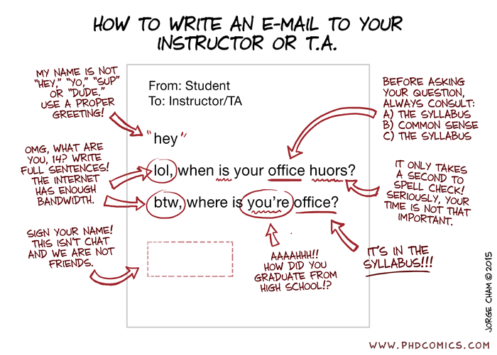 PHD Comics: How To Write An E-mail To Your Instructor Or Teaching Assistant